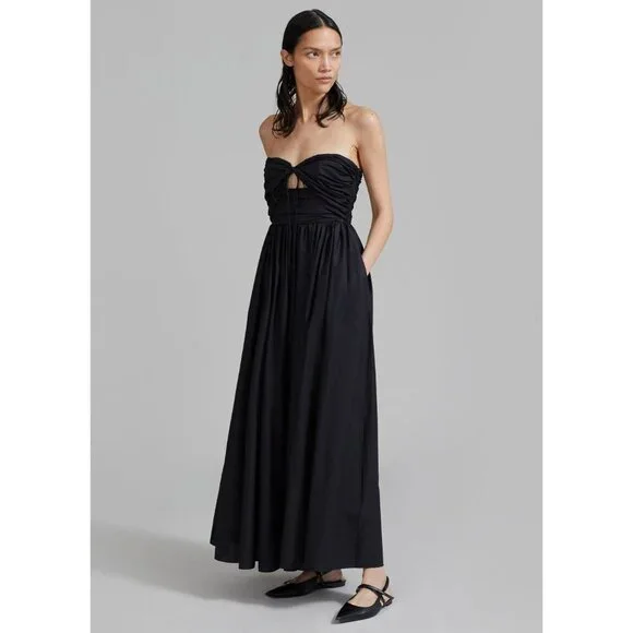 Matteau Bandeau Rouched Sundress in Black 2 New Womens Maxi Cotton Gown - Picture 16 of 16